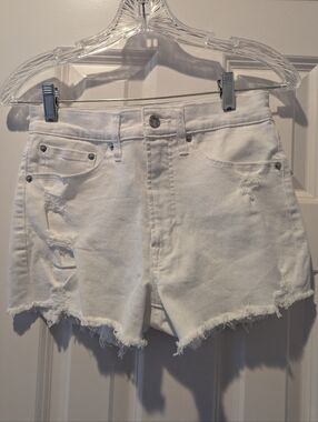 Jessica Simpson White Distressed High-Rise Denim Shorts Ginger Size 2